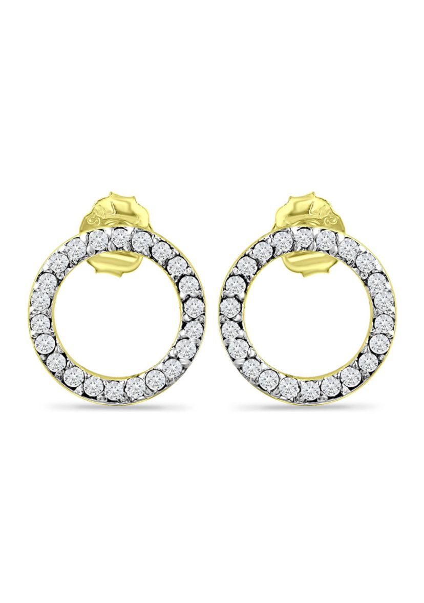 1/5 ct. t.w. Diamond Circle Stud Earrings, 18kt Gold over Sterling Silver