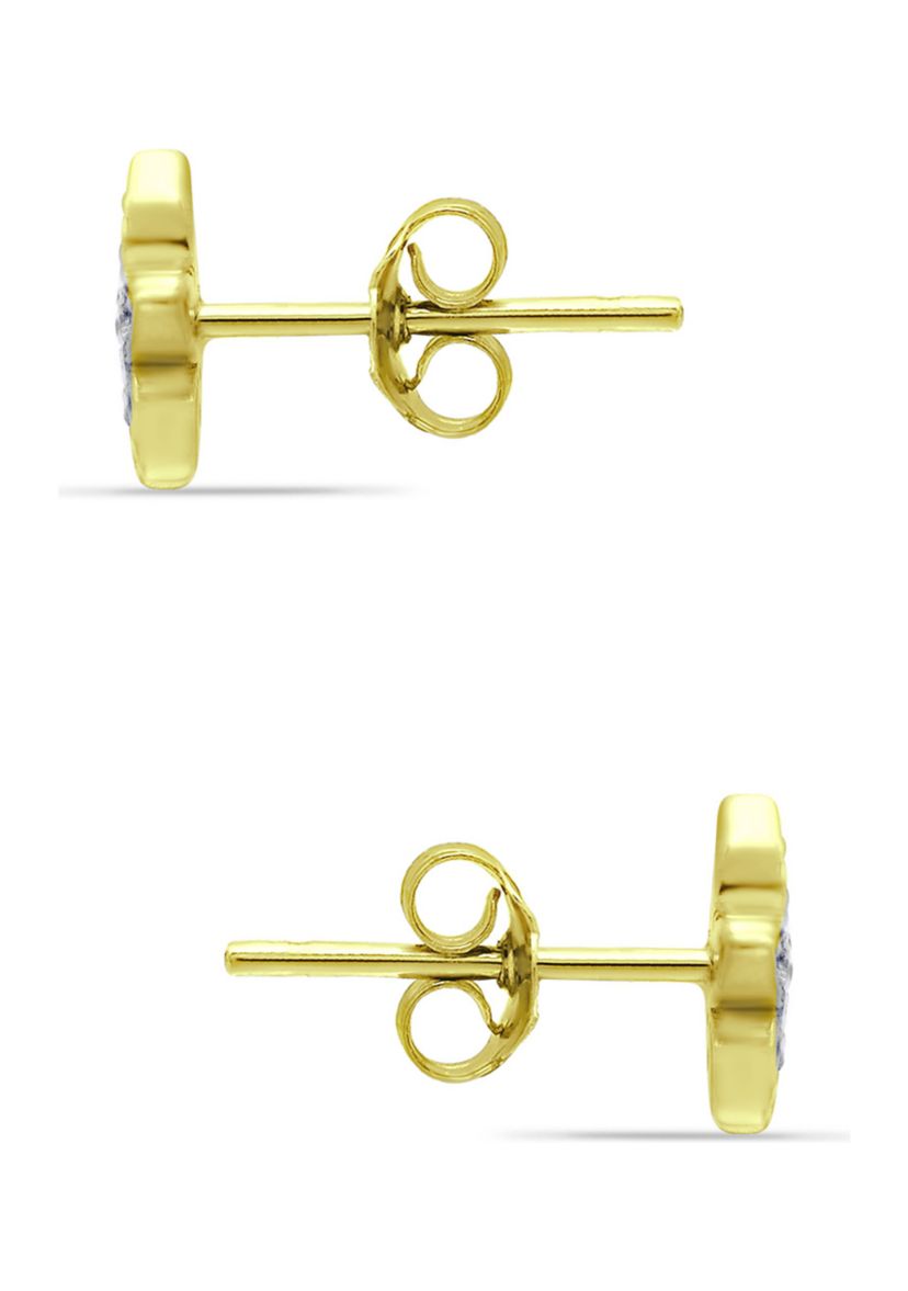 1/10 ct. t.w.  Diamond Flower Stud Earrings, 18kt Gold over  Sterling Silver