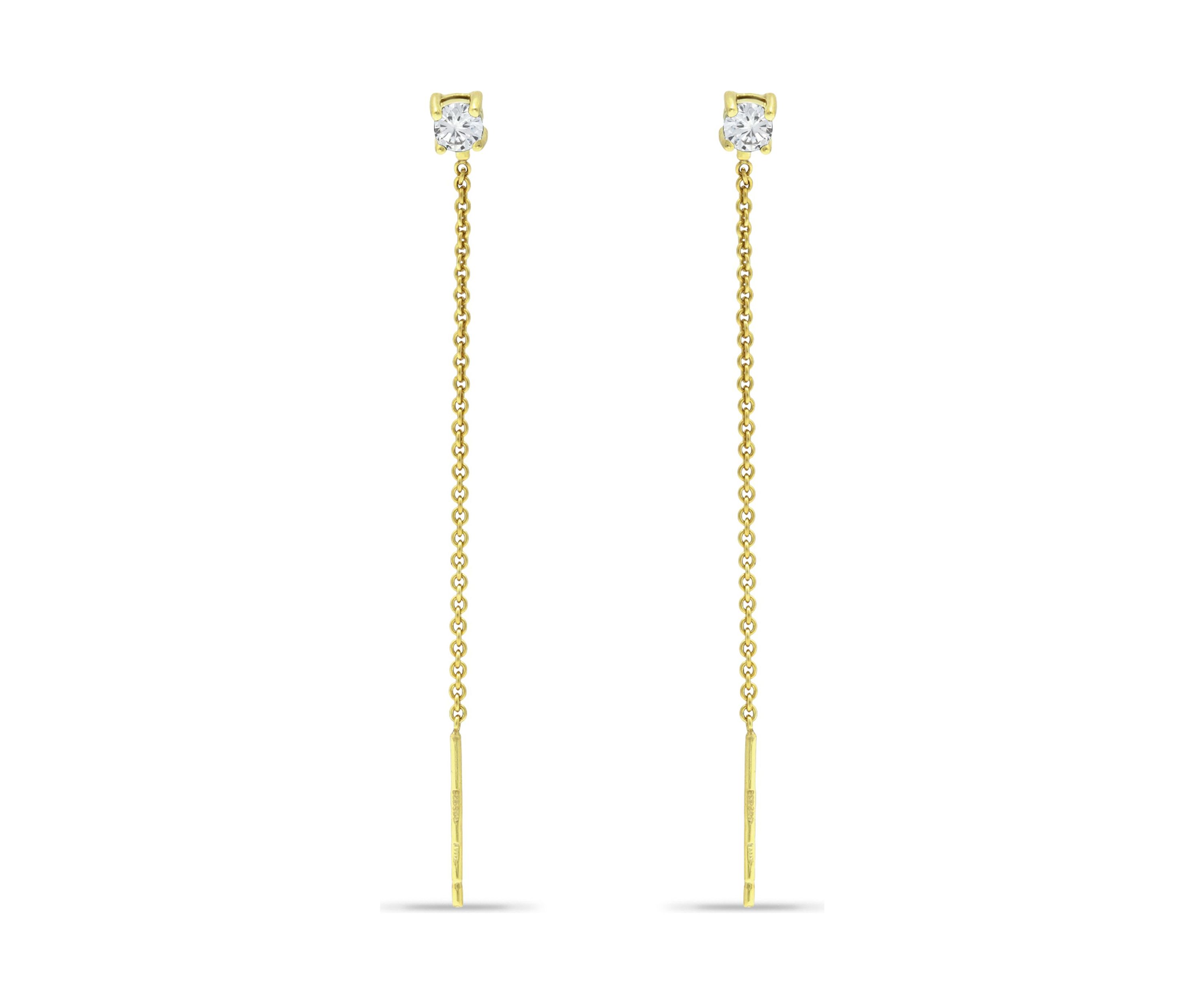 1/5 ct. t.w.  Diamond Threader Earrings, 18kt Gold over  Sterling Silver