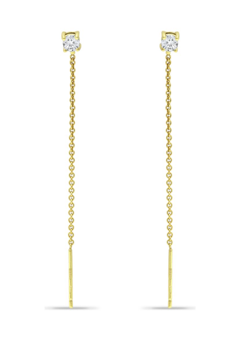 1/5 ct. t.w.  Diamond Threader Earrings, 18kt Gold over  Sterling Silver