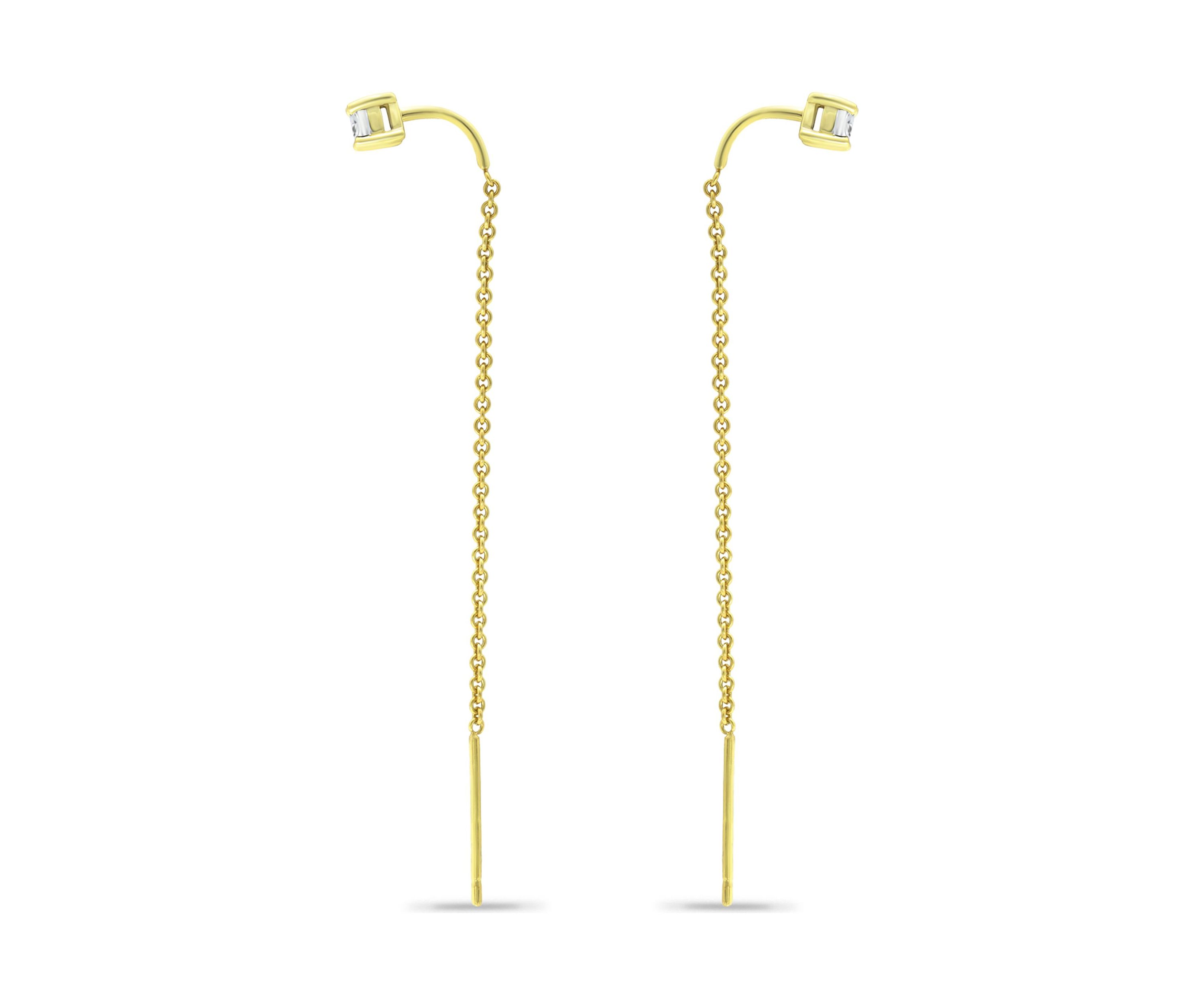 1/5 ct. t.w.  Diamond Threader Earrings, 18kt Gold over  Sterling Silver