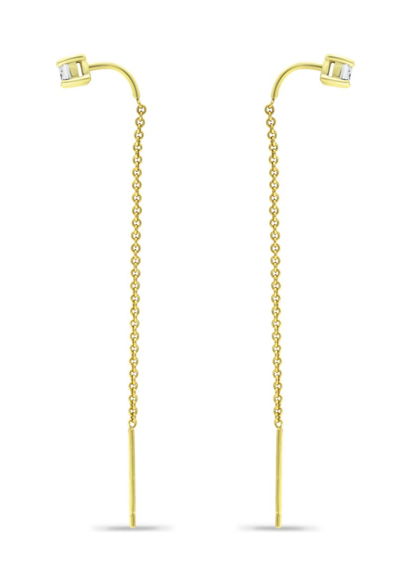 1/5 ct. t.w.  Diamond Threader Earrings, 18kt Gold over  Sterling Silver
