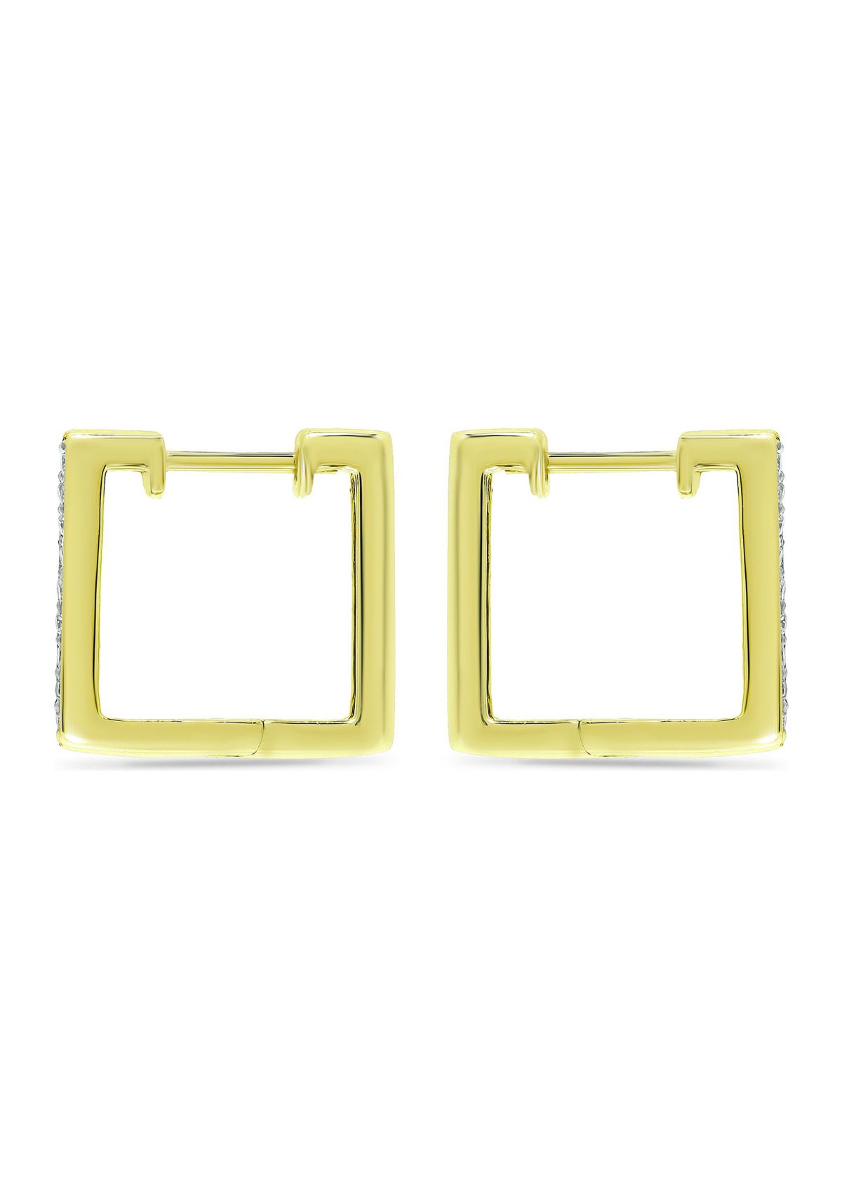 1/6 ct. t.w. Diamond 12mm Square Huggie Hoop Earrings, 18K Gold over Silver