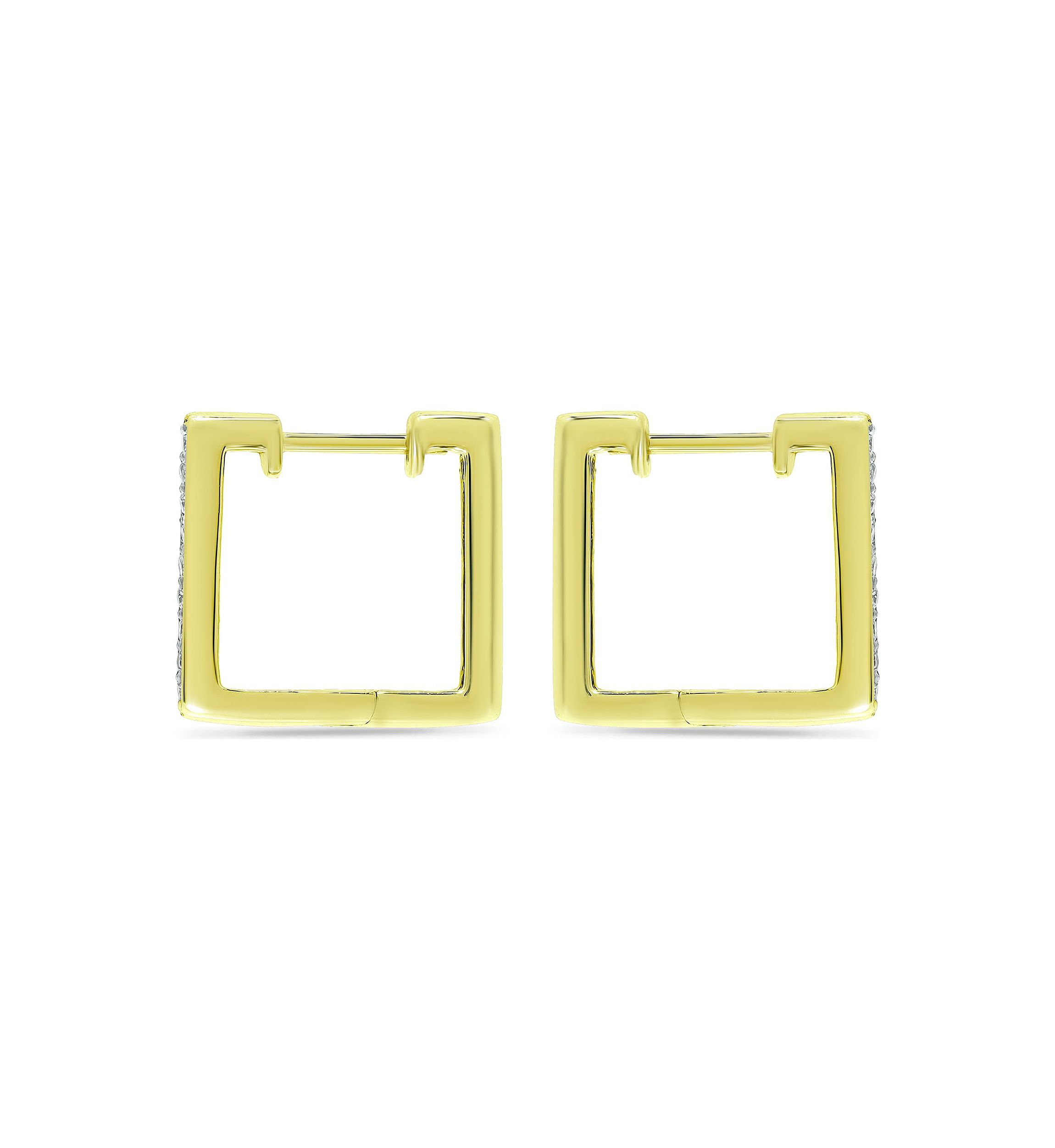 1/6 ct. t.w. Diamond 12mm Square Huggie Hoop Earrings, 18K Gold over Silver