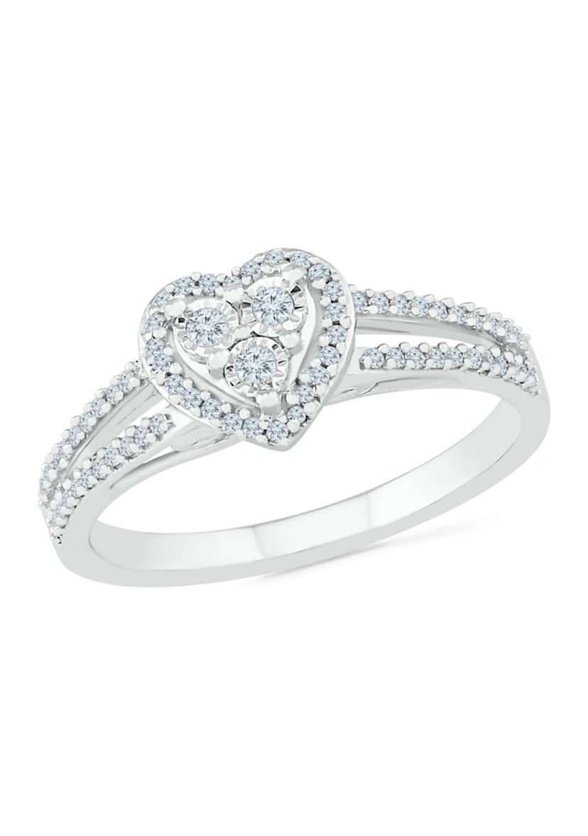 1/4 ct. t.w. Diamond Sterling Silver Heart Ring