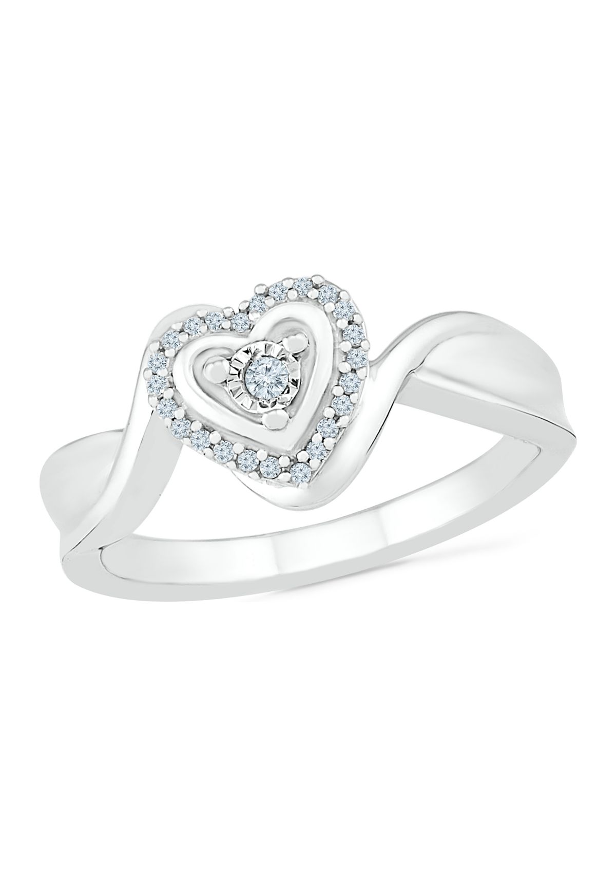Belk & Co. 1/10 ct. t.w. Diamond Sterling Silver Heart Ring | Belk