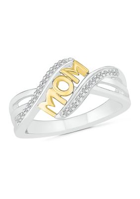 Belk & Co 1/8 Ct. T.w. Diamond 10K Yellow Gold And Sterling Silver Mom Ring, 4 -  0191425028981