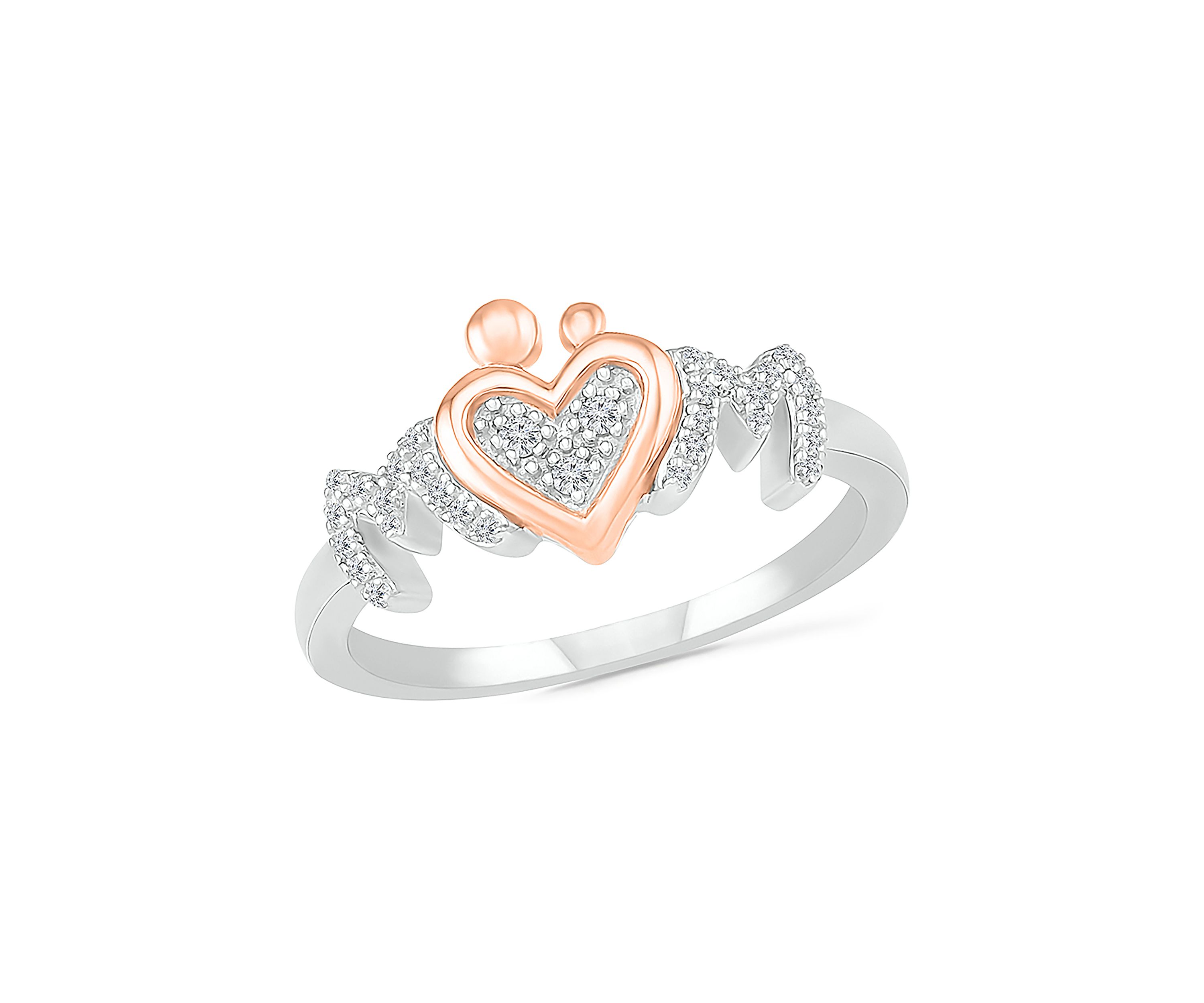 1/10 ct. t.w. Diamond Mom Ring in Sterling Silver & 10K Rose Gold