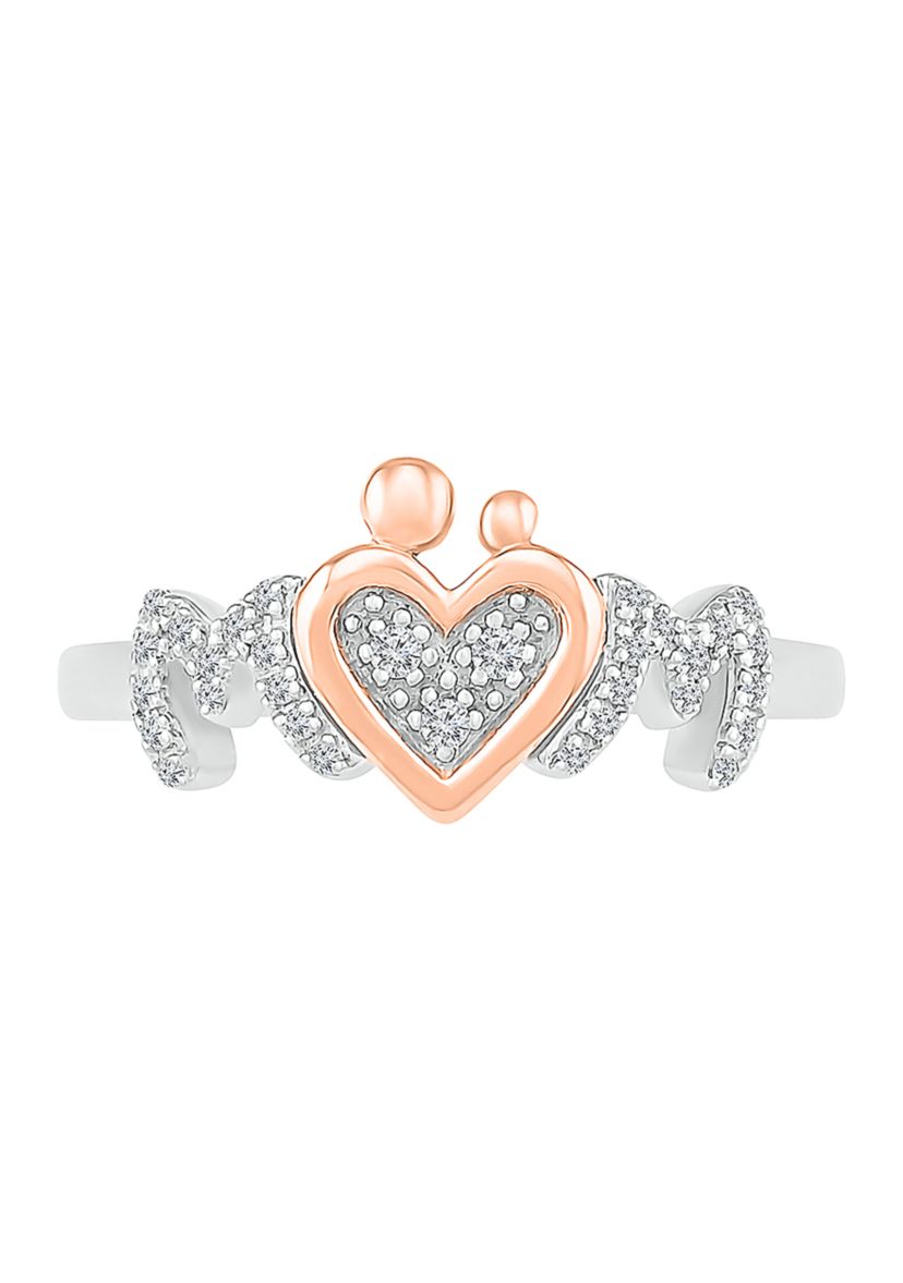 1/10 ct. t.w. Diamond Mom Ring in Sterling Silver & 10K Rose Gold