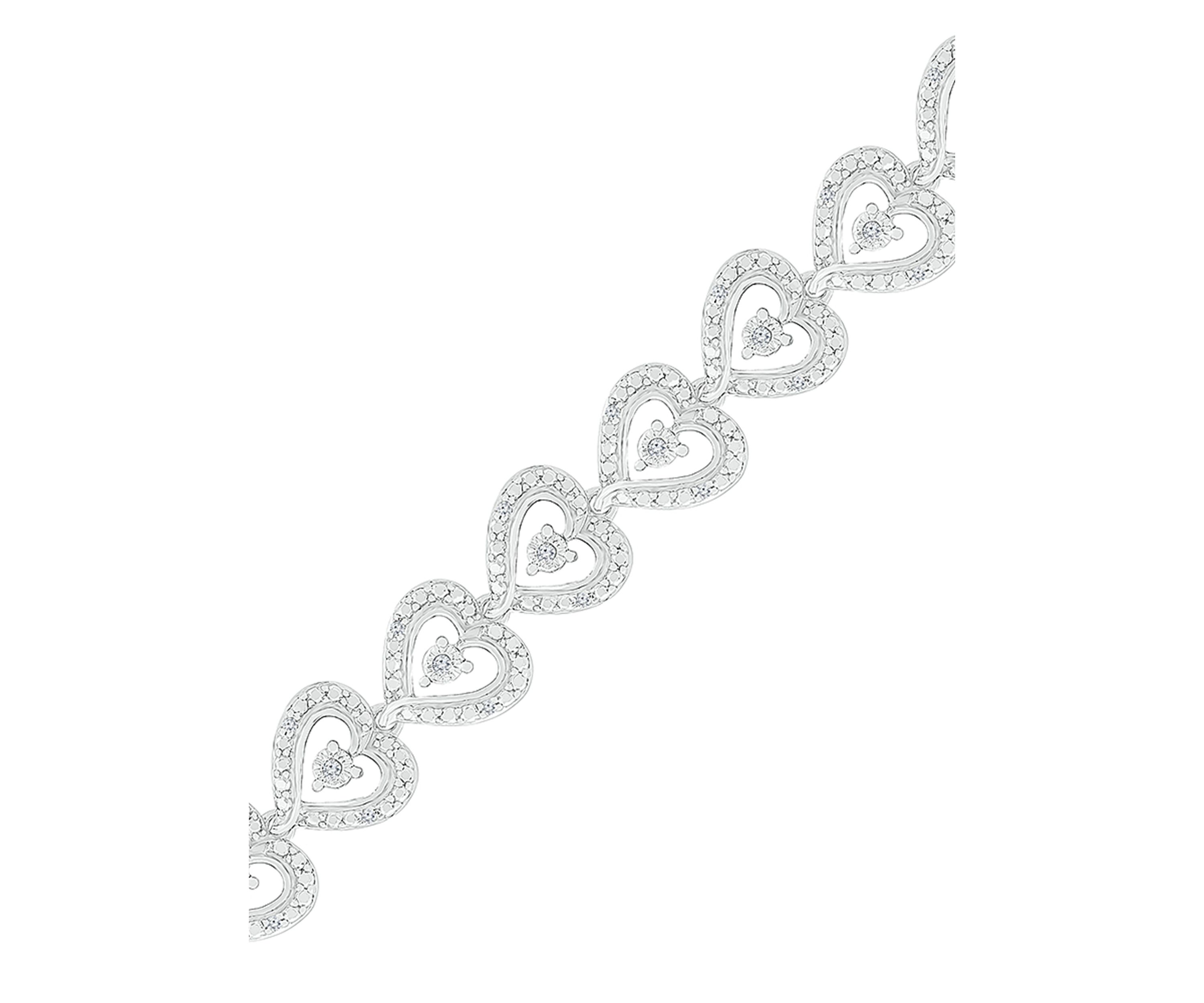 1/4 ct. t.w. Sterling Silver Heart Bracelet
