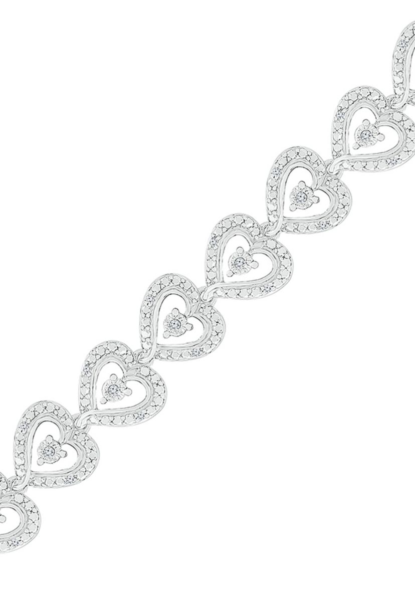1/4 ct. t.w. Sterling Silver Heart Bracelet