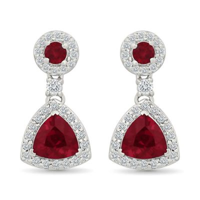Belk  Co Lab Created Created Ruby and Created White Sapphire Fashion Earring
