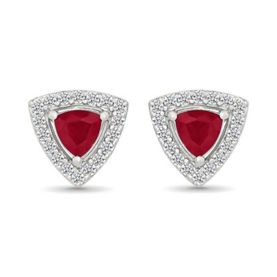 Belk  Co Lab Created Created Ruby and Created White Sapphire Trillion Shape Stud Earring
