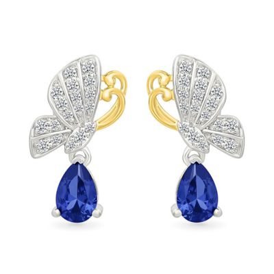 Belk  Co Lab Created Created Blue Sapphire and Created White Sapphire Fashion Earring