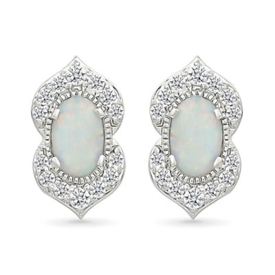 Belk  Co Lab Created Created Opal and Created White Sapphire Fashion Stud Earring