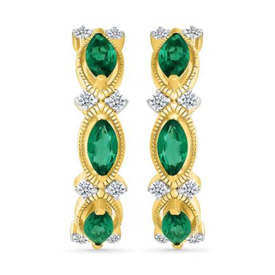 Belk  Co Lab Created Diamond and Created Emerald Hoop Earring