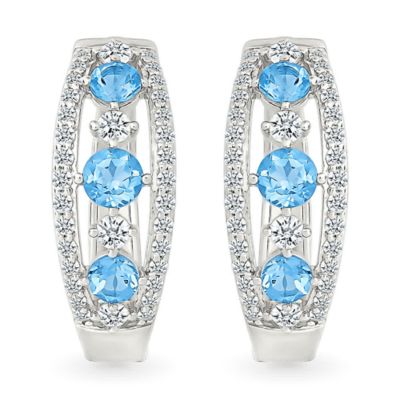 Belk & Co Swiss Blue Topaz and Created White Sapphire Hoop Earring