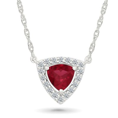 Belk  Co Lab Created Created Ruby and Created White Sapphire Trillion Shape Necklace