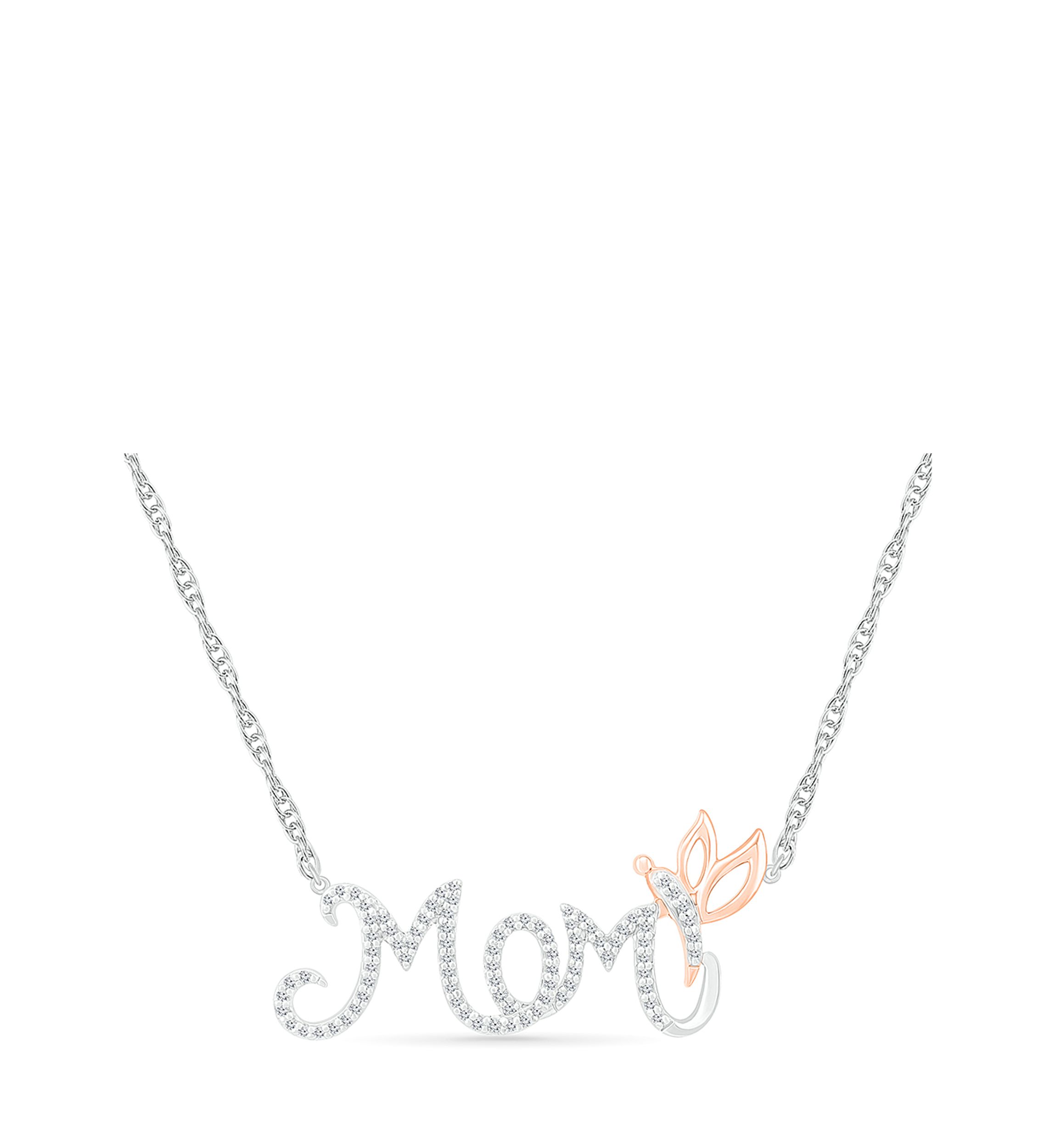 1/5 ct. t.w. Diamond Mom Necklace in Sterling Silver & 10K Rose Gold