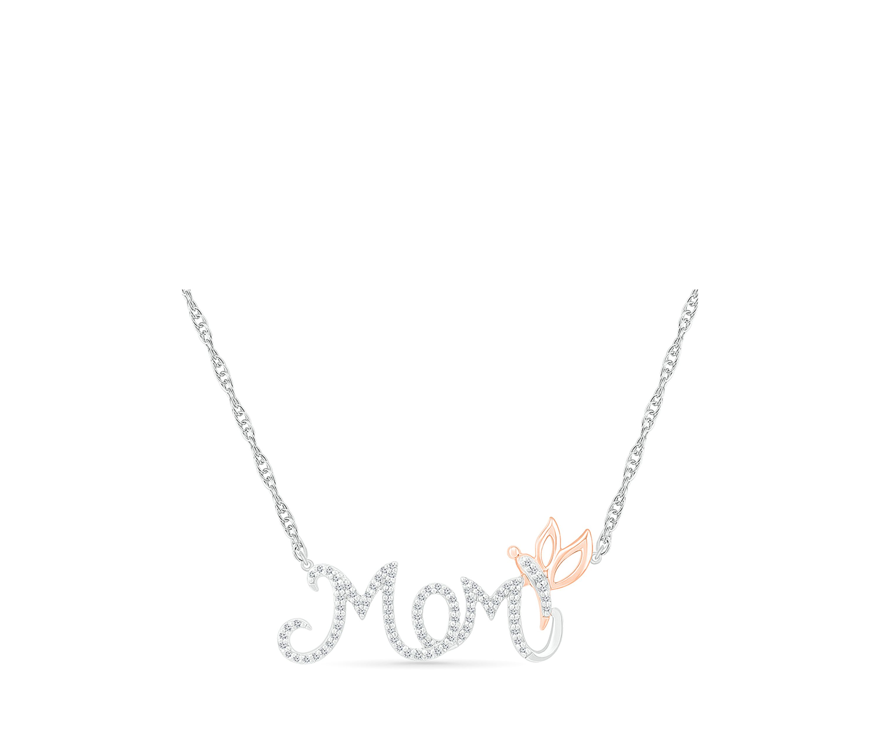 1/5 ct. t.w. Diamond Mom Necklace in Sterling Silver & 10K Rose Gold