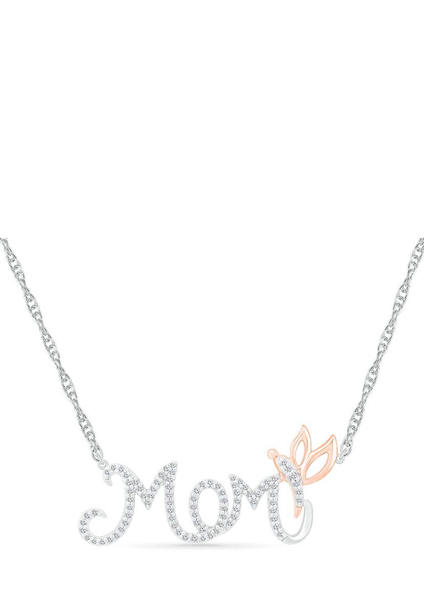 1/5 ct. t.w. Diamond Mom Necklace in Sterling Silver & 10K Rose Gold