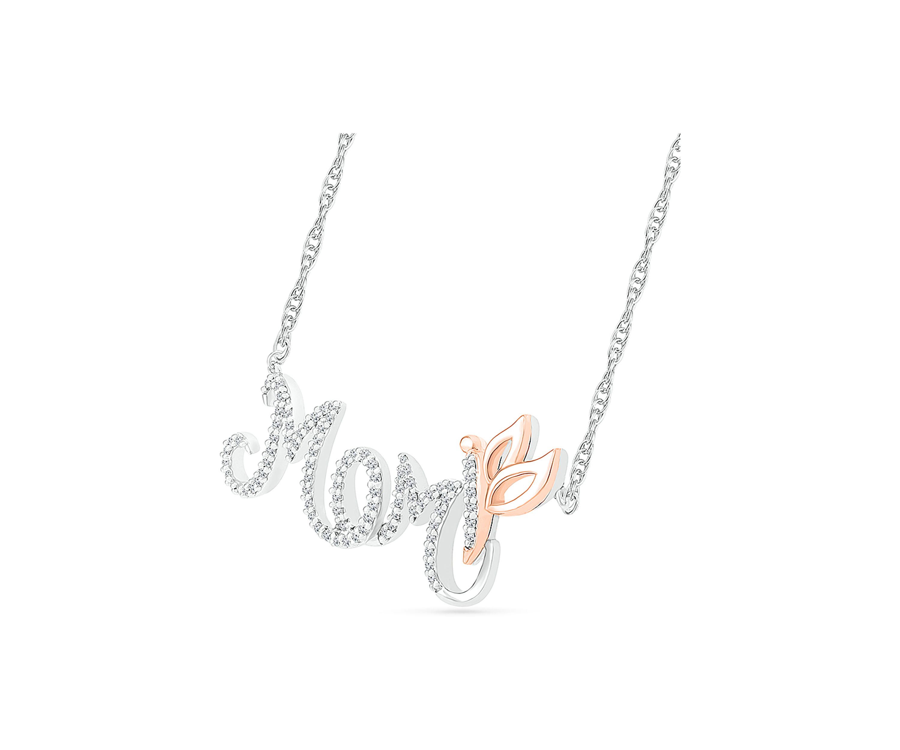 1/5 ct. t.w. Diamond Mom Necklace in Sterling Silver & 10K Rose Gold