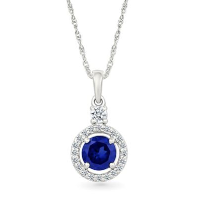 Belk  Co Lab Created Created Blue Sapphire and Created White Sapphire Circle Pendant