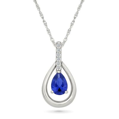 Belk  Co Lab Created Created Blue Sapphire and Created White Sapphire Tear Drop Pendant