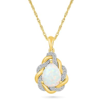 Belk  Co Lab Created Diamond and Created Opal Fashion Pendant