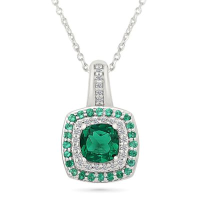 Belk  Co Lab Created Created Emerald and Created White Sapphire Fashion Pendant