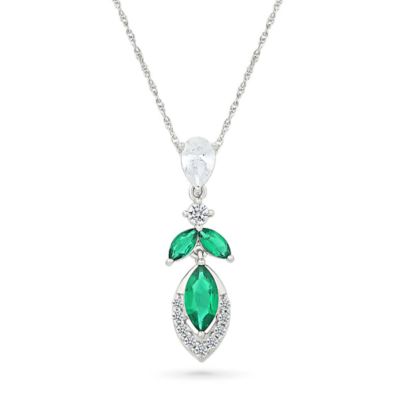 Belk  Co Lab Created Created Emerald and Created White Sapphire Fashion Pendant