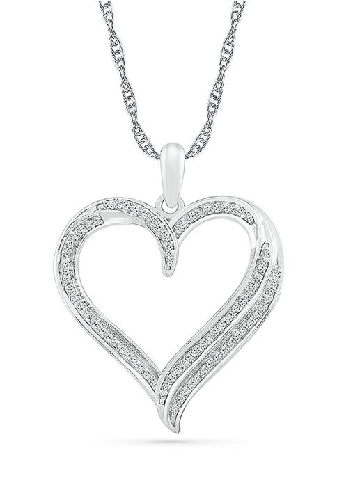 1/4 ct. t.w. Sterling Silver Heart Pendant Necklace