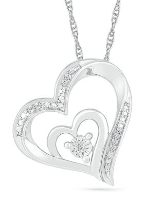 Belk & Co Diamond Accent Sterling Silver Heart Pendant Necklace