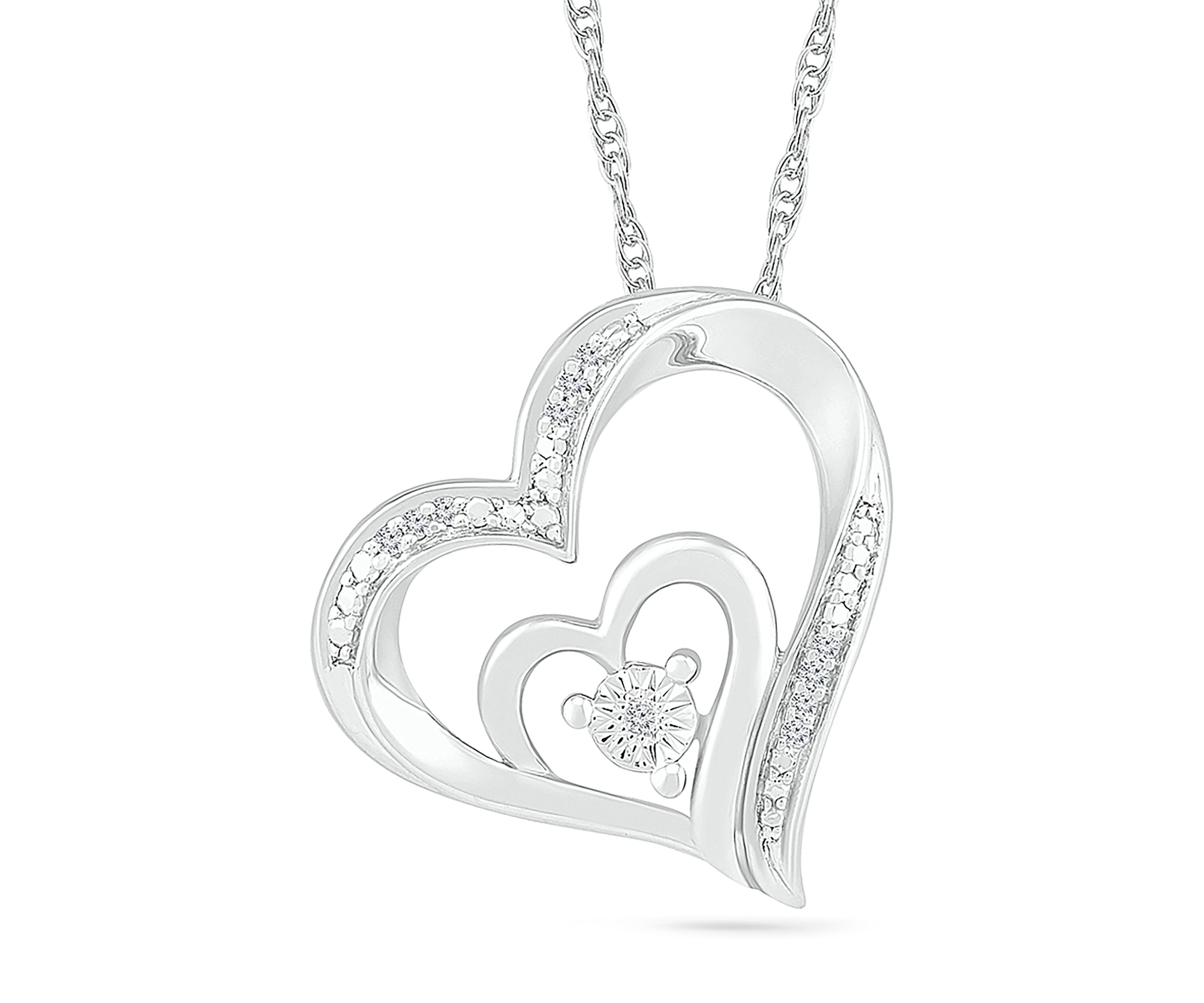 Diamond Accent Sterling Silver Heart Pendant Necklace