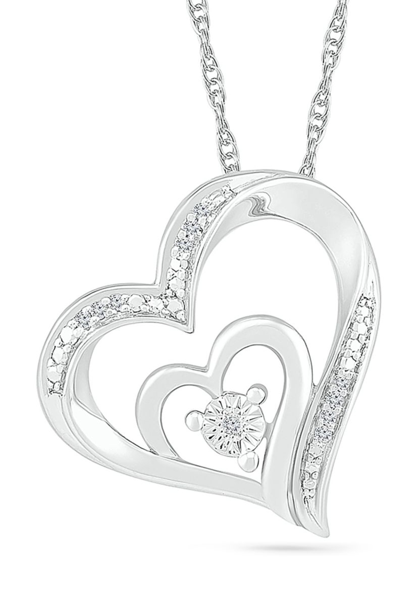 Diamond Accent Sterling Silver Heart Pendant Necklace