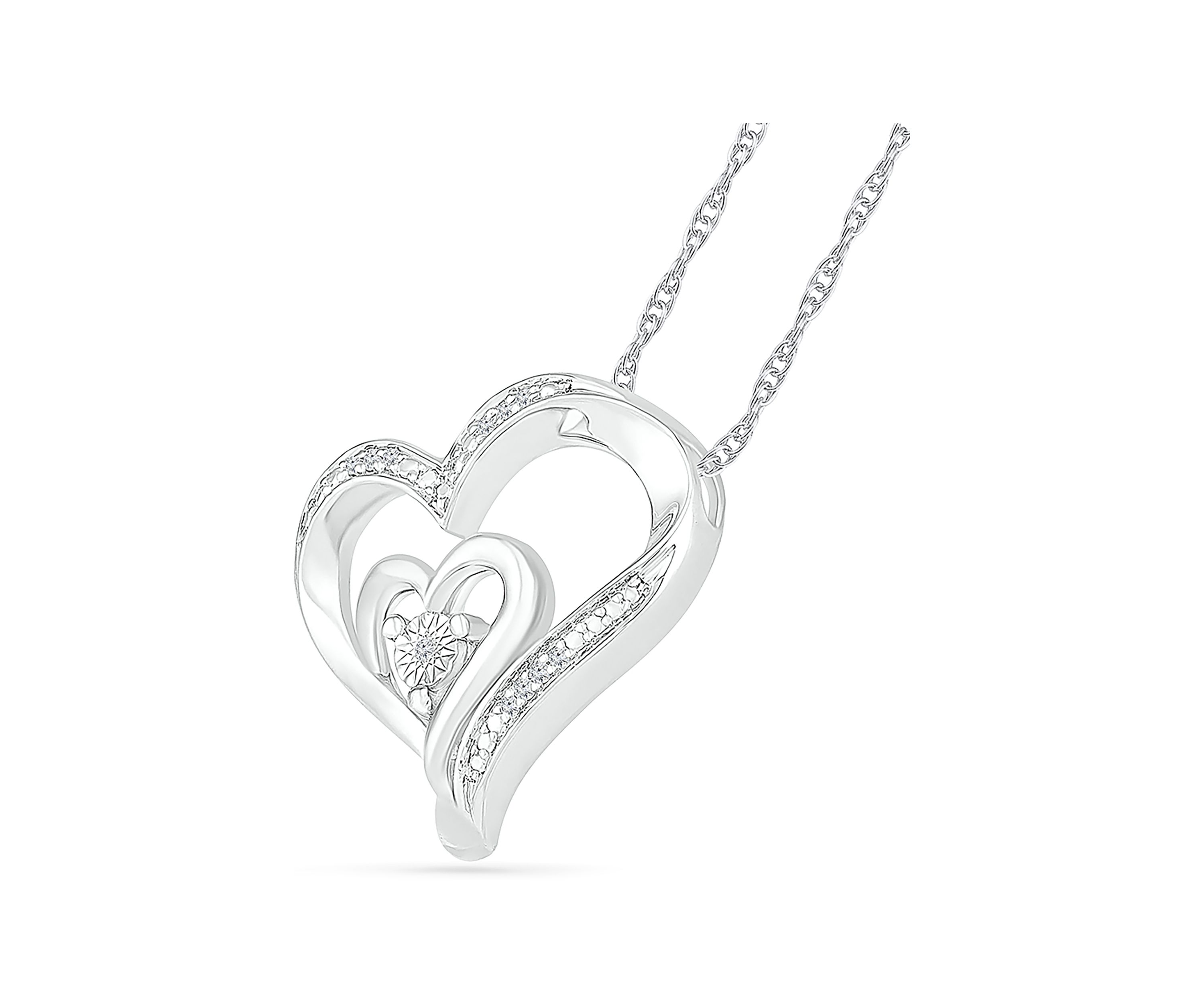Diamond Accent Sterling Silver Heart Pendant Necklace