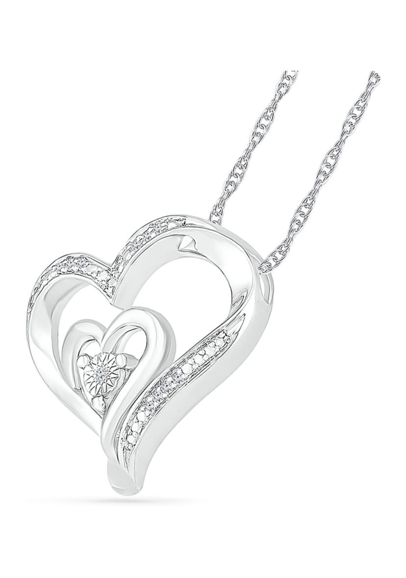 Diamond Accent Sterling Silver Heart Pendant Necklace