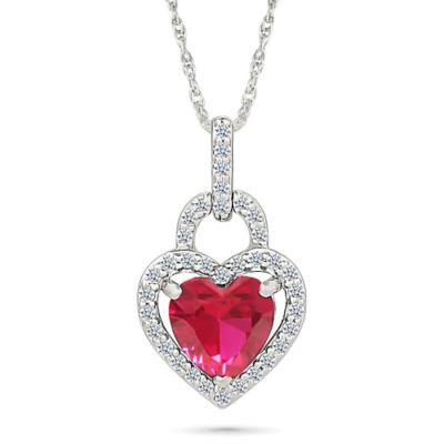 Belk  Co Lab Created Created Ruby and Created White Sapphire Heart Pendant