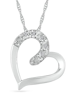 Belk & Co Diamond Accent Sterling Silver Heart Pendant Necklace