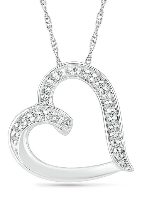 Diamond Accent Sterling Silver Heart Pendant Necklace