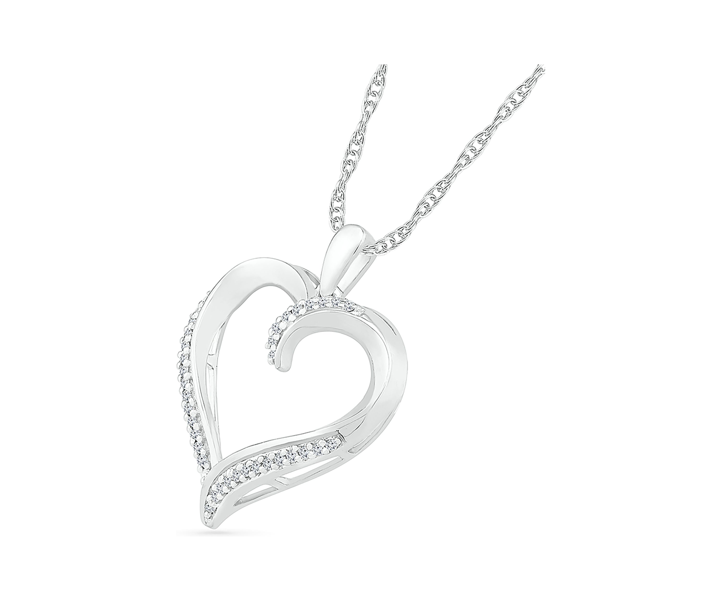 1/8 ct. t.w. Sterling Silver Heart Pendant Necklace