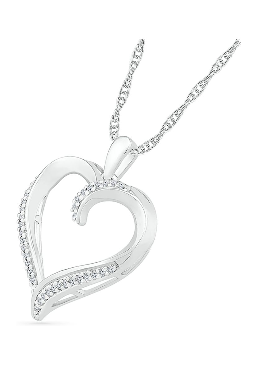 1/8 ct. t.w. Sterling Silver Heart Pendant Necklace