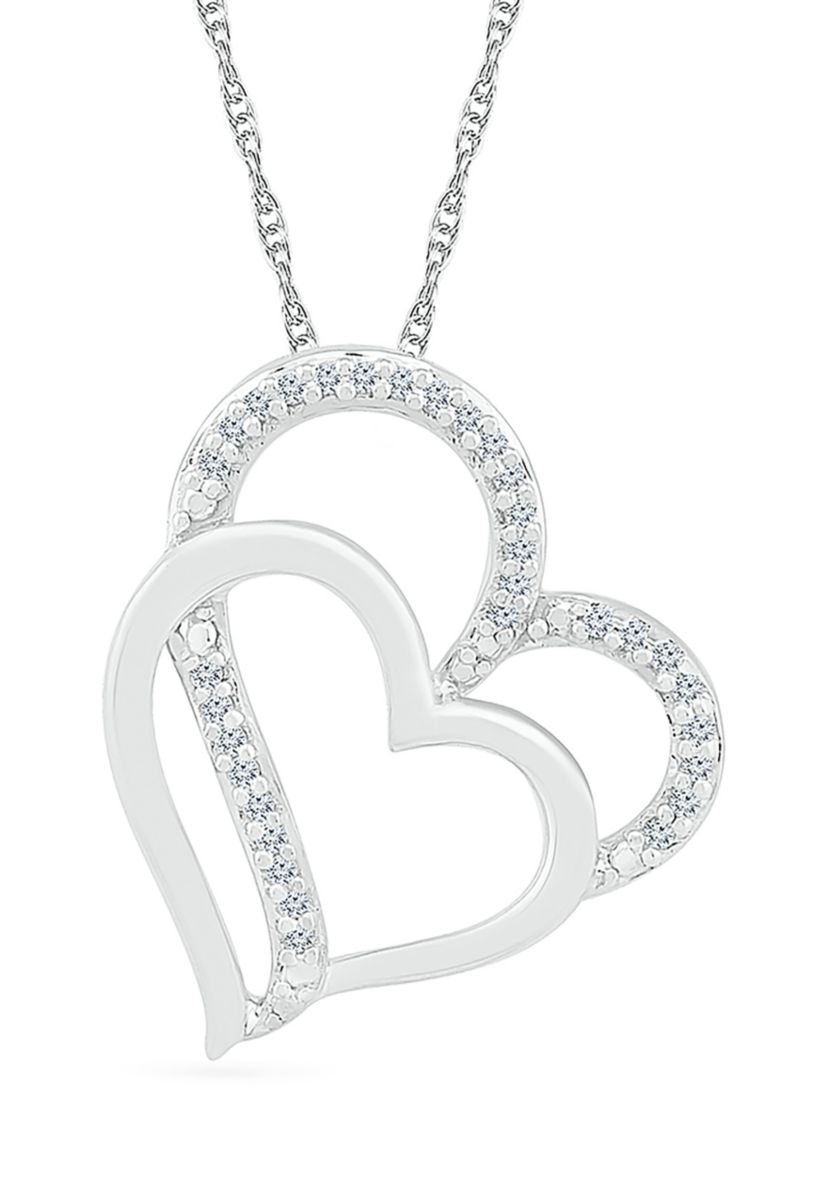 Diamond Accent Sterling Silver Heart Pendant Necklace