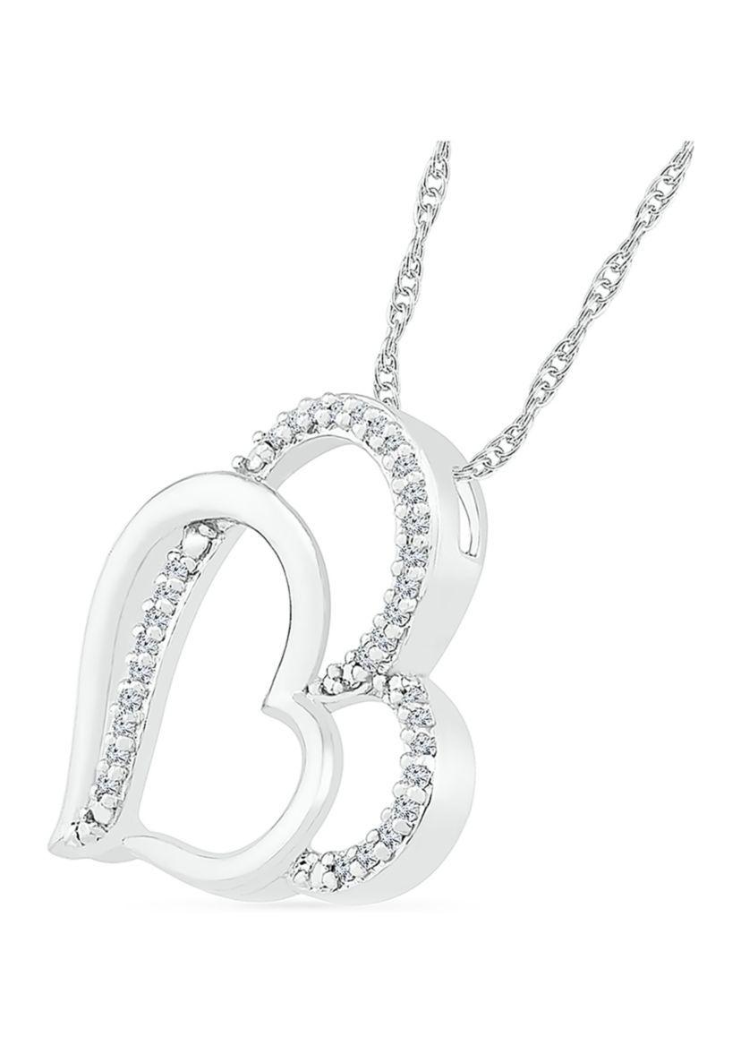 Diamond Accent Sterling Silver Heart Pendant Necklace