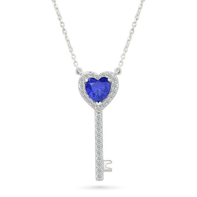 Belk  Co Lab Created Created Blue Sapphire and Created White Sapphire Charm Pendant