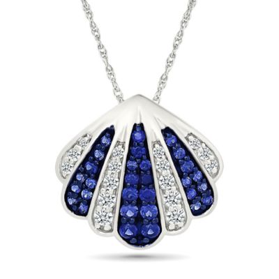 Belk  Co Lab Created Created Blue Sapphire and Created White Sapphire Charm Pendant