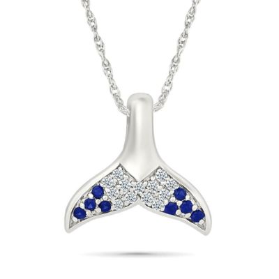 Belk  Co Lab Created Created Blue Sapphire and Created White Sapphire Fish Tail Pendant