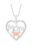 1/6 ct. t.w. Diamond Heart Mom Pendant in Sterling Silver & 10K Rose Gold