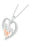 1/6 ct. t.w. Diamond Heart Mom Pendant in Sterling Silver & 10K Rose Gold