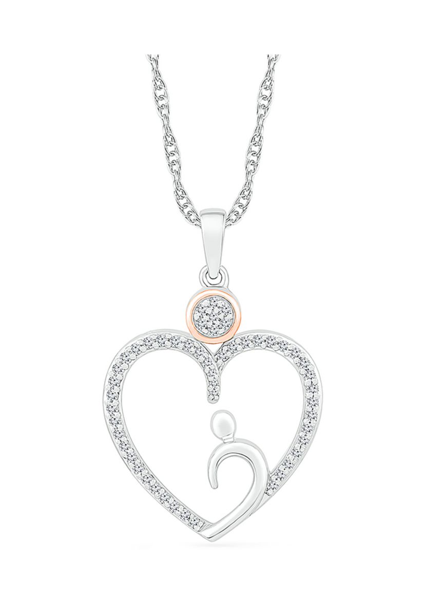 1/5 ct. t.w. Diamond Heart Pendant in Sterling Silver & 10K Rose Gold